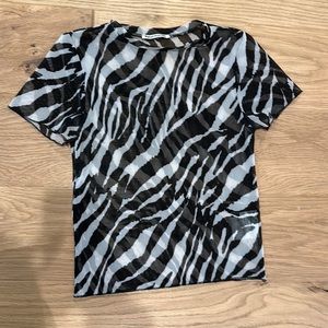 Reformation mesh zebra t shirt